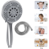 Vinabo Duschkopf + 1,5 m flexibles Duschrohr aus Stahl, 5 Strahlfunktionen, Hochdruck-Multifunktionsdusche