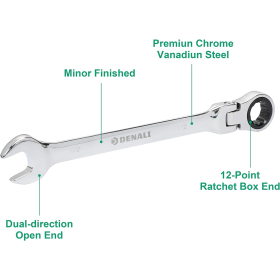 Denali - Juego de 13 llaves de carraca flexibles de 5/16 a 1 pulgada (80 - 250 mm) con estuche enrollable para guardarlas