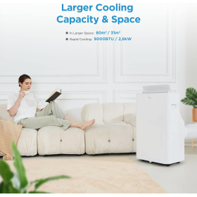 Мобильный кондиционер Midea Silent Cool 26 Pro WF, 9000 BTU 2.6kW, охлаждение&вентиляция&осушение, размер помещения до 88м³(33㎡)