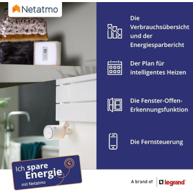 Netatmo Smart Thermostat + 3 Heads, WiFi App Control, Heating Control