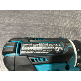 Taladro atornillador inalámbrico Makita DDF482RFJ, 1900 rpm, compacto, 36 Nm, juego