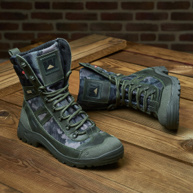Botas de combate tácticas de media temporada PAV 808 color caqui pixelado