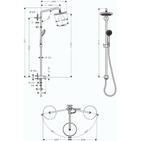 Hansgrohe 27224000 Croma 220 Air Showerpipe Reno Duschsystem, 5 Strahlarten, schwarz