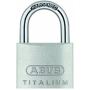 ABUS padlock Titalium 64TI/20 - set of 2, keyed alike - lock body made of special aluminum - hardened steel shackle - ABUS security level 3 - silver