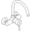 GROHE Concetto - mezclador monomando de fregadero (montaje en pared, rango de giro de 360°, superficie duradera)