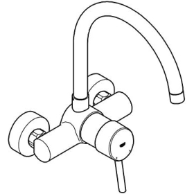 GROHE Concetto - смеситель для мойки однорычажный (настенный монтаж, поворот на 360°, прочная поверхность)