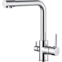 GRIFEMA kitchen tap 3-way tap with filter mixer tap kitchen 360° rotatable, with 3 hoses (50cm) and double lever, tap for hot/cold/purified water, brass [energy class A++]