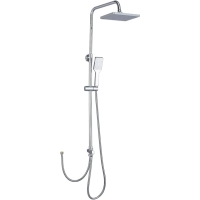 Plumbsys shower system with 10" square shower head with wall-mounted diverter, hand shower with automatic cleaning, brass diverter valve