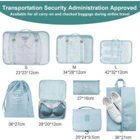 AiQInu Organizador de Equipaje,8 en 1 Set de Organizadores de Viajes, Impermeable Organizador de Maleta Bolsa,Cubos de Embalaje Para Ropa, Cosméticos, Ropa Interior