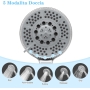 Vinabo Shower Head + 1.5 m Flexible Steel Shower Tube, 5 Jet Functions, High Pressure Multifunction Shower