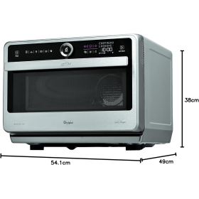 Мікрохвильова піч Whirlpool JT 479 IX Chef Premium з термовентиляцією, 33 л, Inox, з високою полицею, низькою полицею, тарілкою Crisp + ручка