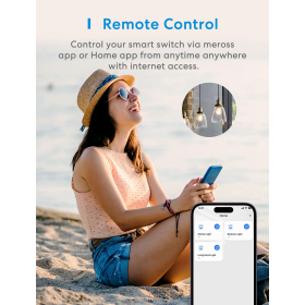 Meross Interrupteur Va et Vient Connecté (FIL NEUTRE REQUIS), Interrupteur à 2 Voies WiFi Compatible avec Homekit, Alexa, Google Home, Interrupteur Tactile avec Commande Vocale et Contrôle à Distance