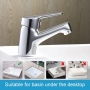 Ibergrif M11050 basin mixer, low spout, bathroom tap, complete with tools and installation accessories, hand for washbasin, brass body, chrome finish, silver