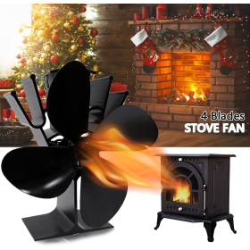 Fireplace fan, Fireplace fan for stove, Stove fan without electricity, Heat-operated stove fan with 4 blades