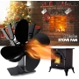 Fireplace fan, Fireplace fan for stove, Stove fan without electricity, Heat-operated stove fan with 4 blades