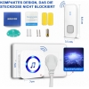Timbre Inalámbrico, Alcance Exterior Inalámbrico 400m Impermeable, Botones Indicadores LED Funcionamiento con Batería, 55 Melodías con 5 Niveles de Volumen, Blanco
