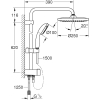 GROHE Vitalio Start 250 Shower Column with Manual Inverter, Round Head Shower 2 jets 25cm, Round Shower Head 1 jet 10cm, Water Saving, Matte Black, 266802430