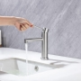 ONECE brushed stainless steel tap for bathroom, with spout height 105 mm, matt