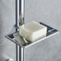 Ibergrif M20802-1, Barra de ducha, barra de ducha sin clavos con soporte y jabonera, soporte para alcachofa de ducha de baño con altura de ducha regulable Plata