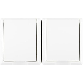 REV AquaForm, double socket outlet damp-proof socket outlet, IP44, single-pole, surface-mounted, white