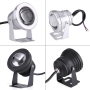 Qiilu 10W 12V RGB LED luz subacuática estanque acuario lámpara IP68 impermeable para yate barco marino (negro)