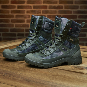 Botas de combate tácticas de media temporada PAV 808 color caqui pixelado