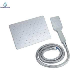 Duschsystem Plumbsys mit 10" quadratischem Duschkopf mit Umsteller zur Wandmontage, Handbrause mit automatischer Reinigung, Messing-Umstellventil