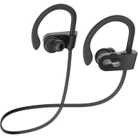 Lakukom Bluetooth headphones, deep bass, wireless running headphones with 16 hours playtime, in-ear Bluetooth earphones with ear hook, IPX7 waterproof sports headphones with microphone for calls