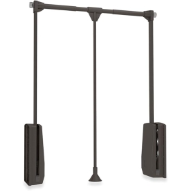 EMUCA Folding wardrobe rail – tilting coat hanger with adjustable width from 600-830 mm, mocha colour