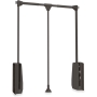 EMUCA Folding wardrobe rail – tilting coat hanger with adjustable width from 600-830 mm, mocha colour