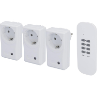 UNITEC radio remote switch set, 3 sockets and 1 remote control, radio sockets for indoor use, range 40m, white