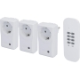 UNITEC radio remote switch set, 3 sockets and 1 remote control, radio sockets for indoor use, range 40m, white