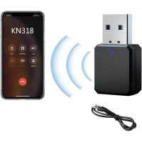 CJBIN Adaptador Bluetooth USB,Receptor Bluetooth 5.1 con Cable Audio 3.5mm,Mini Adaptador Transmisor Receptor de Audio Portátil,Doble Salida AUX/USB,Micrófono incorporado,para Estéreo/Auricular/TV/Coche