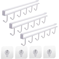 3 white cup hooks, drink holder, kitchen hooks without drilling
