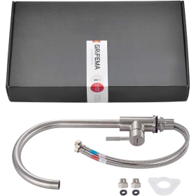 Grifo de cocina GRIFEMA – giratorio 360°, acero inoxidable de alta calidad con caño alto (271 mm)