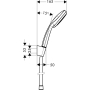 Hansgrohe 27592000 Croma 100 Vario teleducha con soporte y flexo, 1,25 m, 4 tipos de chorro, cromado