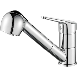 Mezclador de cocina Ibergrif M14550 con ducha extraíble, caño bajo y rotación 360°