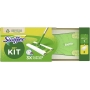 Swiffer Floor Mop Starter Kit, Absorbe 3 veces más polvo y pelo y lo mantiene en su lugar, 1 trapeador + 2 paños secos para pisos