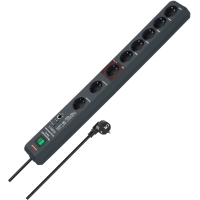 Brennenstuhl Secure-Tec power strip with 8 sockets, surge protection and main-follow function (3m cable, switch) anthracite
