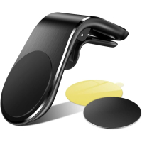 RUJUE Soporte magnético para teléfono de coche, mini soporte de ventilación de aire para teléfono celular, GPS, soporte para teléfono inteligente para iPhone 11 Pro 8 7 6 Samsung (color: negro)