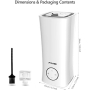 FIMEI Ultrasonic Diffuser Humidifier, 2L - Dual Spray, LED Light, Adjustable Mist Output and Sleep Mode