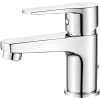Ibergrif M11057 bathroom mixer tap, basin mixer tap with low-noise ceramic valve core, tap for bathroom sink, single lever mixer tap, brass, chrome, silver