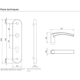 Bricard 9900131 Juego de tiradores blindados sobre placa Essential para puerta de entrada, para cilindro europeo