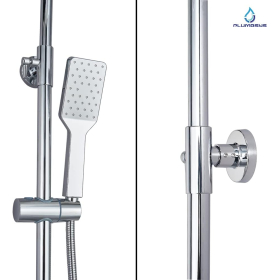 Duschsystem Plumbsys mit 10" quadratischem Duschkopf mit Umsteller zur Wandmontage, Handbrause mit automatischer Reinigung, Messing-Umstellventil