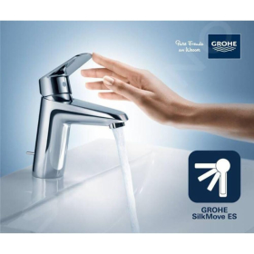 GROHE QUICKFIX Start - single-lever basin mixer (water-saving, S-size, incl. 3-in-1 installation tool, quick attachment), chrome
