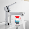 Ibergrif M11057 bathroom mixer tap, basin mixer tap with low-noise ceramic valve core, tap for bathroom sink, single lever mixer tap, brass, chrome, silver