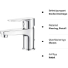 Ibergrif M11057 bathroom mixer tap, basin mixer tap with low-noise ceramic valve core, tap for bathroom sink, single lever mixer tap, brass, chrome, silver