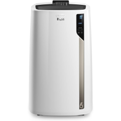 De'Longhi Pinguino PAC EL98 ECO Silent, мобільний кондиціонер з технологією EcoRealFeel для приміщень до 100 м³, 10700 БТЕ/год, 2,7 кВт, 64 дБ, осушувач повітря, клас енергоефективності A, білий [Клас енергоспоживання A]