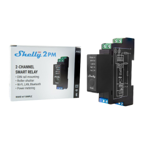 Shelly Pro 2PM | Interruptor de relé inteligente de 2 canales con WiFi, LAN y Bluetooth y medición de potencia | Automatización del hogar y edificios | Compatible con Alexa y Google Home | Aplicación para iOS/Android