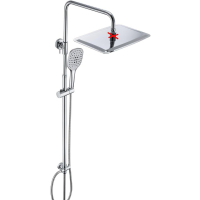 JOHO Thermostat-Duschsystem, Regendusche mit Thermostatarmatur und XXL-Duschkopf, 35 x 25 cm, silber